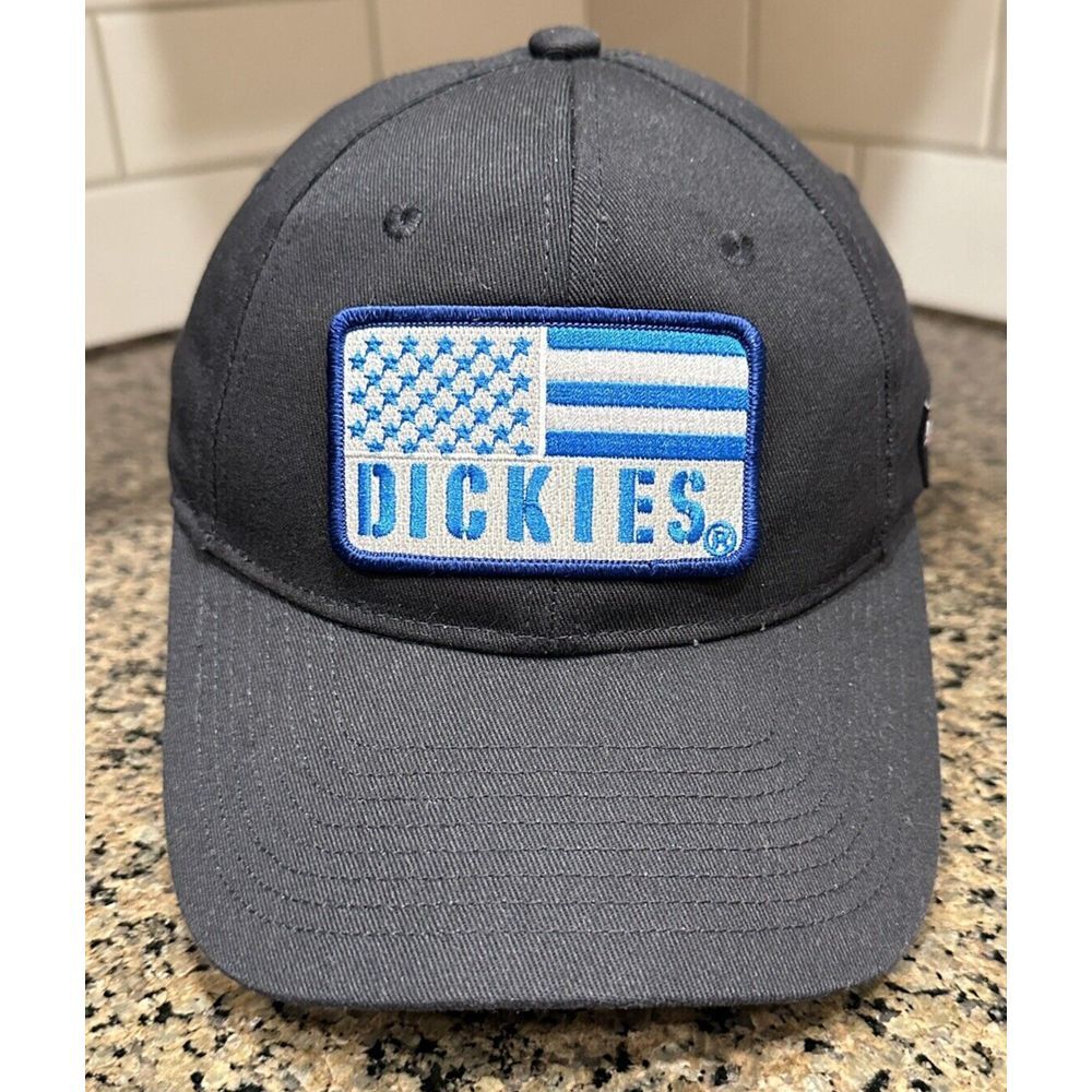 Dickies Hat Cap‎ Mens Black Strapback Patch Solid Workwear Utility Casual